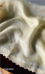Load image into Gallery viewer, Women's Lakhnavi Handcrafted Pure Organza Chikankari Unstitched Kurta And Dupatta Set- HONC0267221