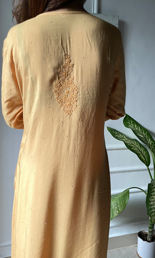 Women's Lucknowi Handcrafted Modal Cotton Chikankari Kurti - HONC0264887
