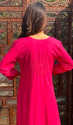 将图像加载到图库查看器中, Women's Lucknowi Handcrafted Modal Cotton Chikankari Kurti - HONC0232280
