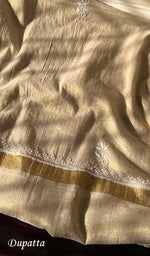 Load image into Gallery viewer, Women's Lakhnavi Handcrafted Tissue Chanderi Unstitched Kurta And Dupatta Set - HONC0284699