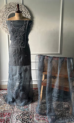 将图像加载到图库查看器中, Women's Lakhnavi Handcrafted Pure Organza Chikankari Unstitched Kurta And Dupatta Set- HONC0311247