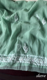 将图像加载到图库查看器中, Yumna Women's Lucknowi Handcrafted Faux-Georgette Chikankari Suit Material - HONC0263416