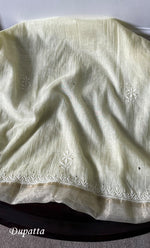 Load image into Gallery viewer, Women's Lakhnavi Handcrafted Mul Chanderi Semi -stitched Chikankari Full Suit Material - HONC0296119