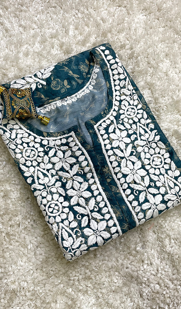 Aisha Women's Lucknowi Handcrafted Muslin Chikankari Kurti - HONC0174574