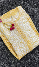 将图像加载到图库查看器中, Nisha Women's Lucknowi Handcrafted Printed Ikkat Cotton Chikankari Dress - HONC0144078