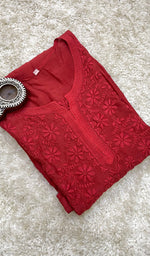 将图像加载到图库查看器中, Women's Lucknowi Handcrafted Muslin Chikankari Kurti - HONC0163100