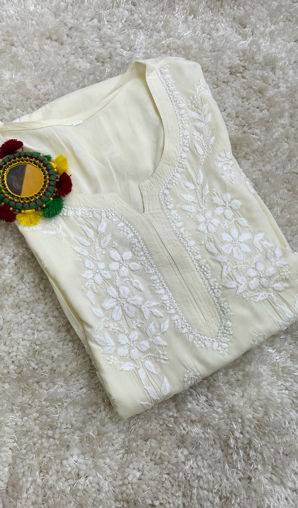 Anum Women's Lucknowi Handcrafted Modal Cotton Chikankari Kurti - HONC0168186