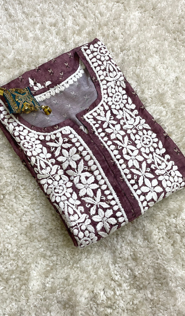 Aisha Women's Lucknowi Handcrafted Muslin Chikankari Kurti - HONC0174529