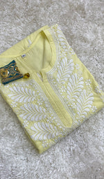 Load image into Gallery viewer, Aarzu Women's Lucknowi Handcrafted Cotton Chikankari Kurti- HONC0138278