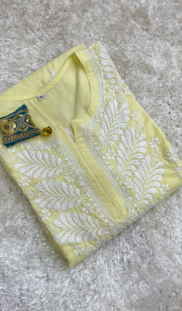 Aarzu Women's Lucknowi Handcrafted Cotton Chikankari Kurti- HONC0138278