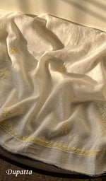 Load image into Gallery viewer, Women's Lakhnavi Handcrafted Mul Chanderi Unstitched Kurta And Dupatta Set - HONC0295587