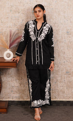 Load image into Gallery viewer, khayal Women's Lakhnavi Handcrafted Cotton Chikankari Kurti And Plazzo Set - HONC0323997
