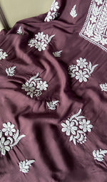 将图像加载到图库查看器中, Simran Women's Lakhnavi Handcrafted Modal Cotton Chikankari Unstitched Kurti Fabric - HONC0261067