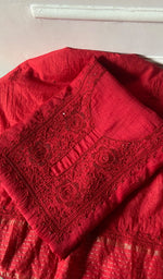 Load image into Gallery viewer, Women's Lakhnavi Handcrafted Mul Chanderi Unstitched Kurta And Dupatta Set- HONC0344194