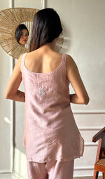 Load image into Gallery viewer, Amreena Women's Lakhnavi Handcrafted Chanderi Silk Chikankari Top And Pant Set - HONC0344948