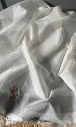 Load image into Gallery viewer, Women's Lakhnavi Handcrafted Pure Organza Chikankari Unstitched Kurta And Dupatta Set- HONC0309243