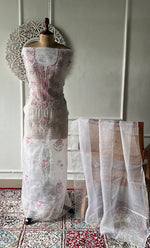 将图像加载到图库查看器中, Gulaab Women's Lakhnavi Handcrafted Pure Organza Chikankari Unstitched Kurta And Dupatta Set- HONC0319870