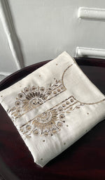 Load image into Gallery viewer, Women's Lucknowi Handcrafted Chanderi Silk Unstitched Chikankari Kurta and Dupatta Set- HONC0254109