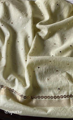 将图像加载到图库查看器中, Hunar Women's Lakhnavi Handcrafted Mul Chanderi Unstitched Kurta And Dupatta Set- HONC0300736