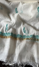 Load image into Gallery viewer, Women's Lakhnavi Handcrafted Mul Chanderi Unstitched Kurta And Dupatta Set - HONCO278136