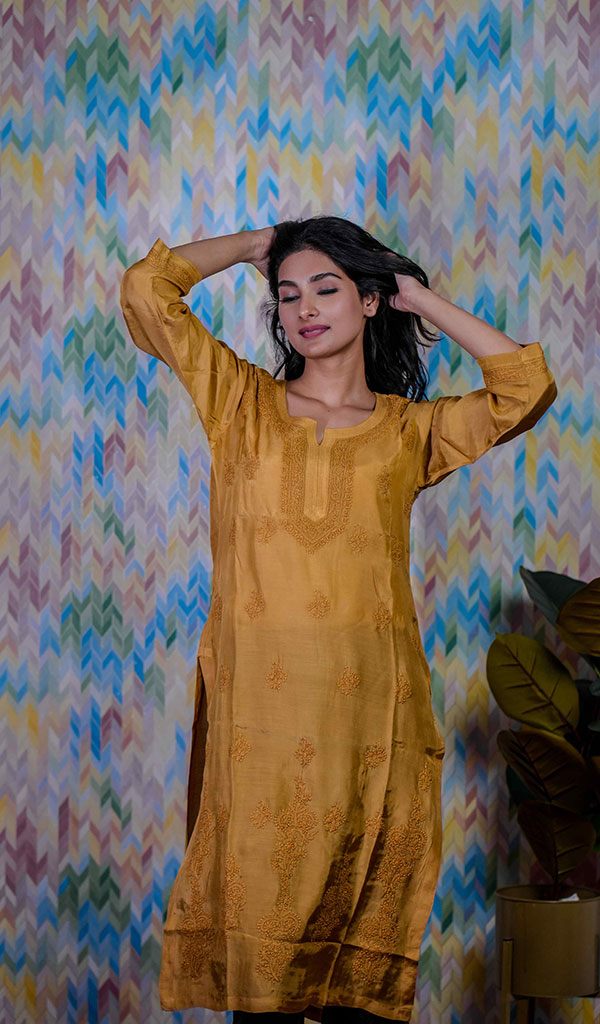 Aafira Women's Lucknowi Handcrafted Muslin Chikankari Kurti - HONC0180968