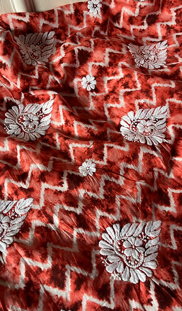 Women's Lakhnavi Handcrafted Cotton Chikankari Unstitched Kurti Fabric - HONC0268849