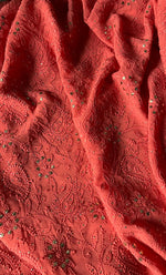 Load image into Gallery viewer, Women's Lakhnavi Handcrafted Viscose Georgette Chikankari Kurti Fabric - NC047100