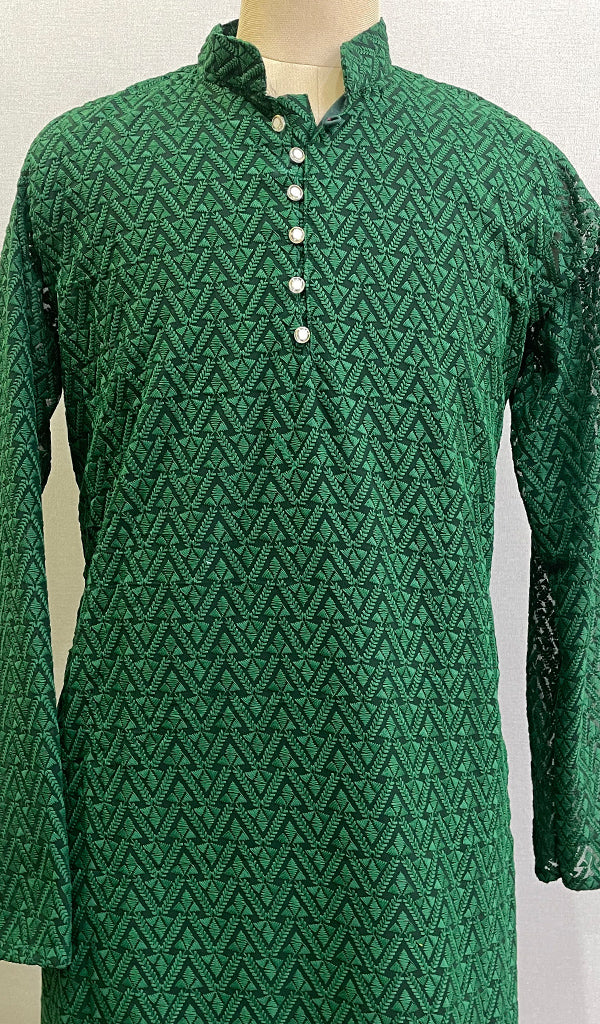 Men's Faux-Georgette Hakoba Kurta - HONC0186487