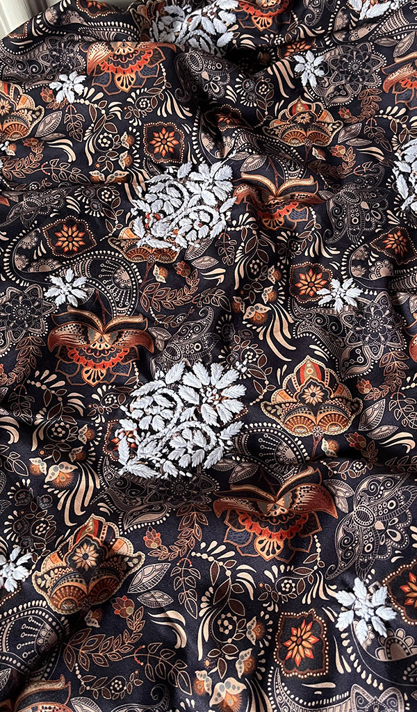 Women's Lakhnavi Handcrafted Cotton Chikankari Unstitched Kurti Fabric - HONC0268840