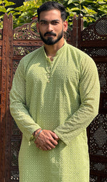 Load image into Gallery viewer, Men's Faux-Georgette Hakoba Kurta - HONC0261843