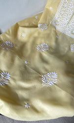 将图像加载到图库查看器中, Women's Lakhnavi Handcrafted Cotton Chikankari Unstitched Kurti Fabric - HONC0318766