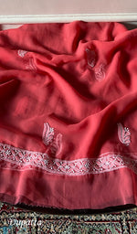 Load image into Gallery viewer, Women's Lucknowi Handcrafted Faux-Georgette Unstitched Chikankari Suit Material - HONC0348786