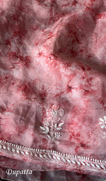 将图像加载到图库查看器中, Women's Lakhnavi Handcrafted Organza Chikankari Unstitched Kurta And Dupatta Set - HONC0268883