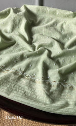 Load image into Gallery viewer, Women's Lakhnavi Handcrafted Mul Chanderi Unstitched Chikankari Full Suit Material - HONC0311937