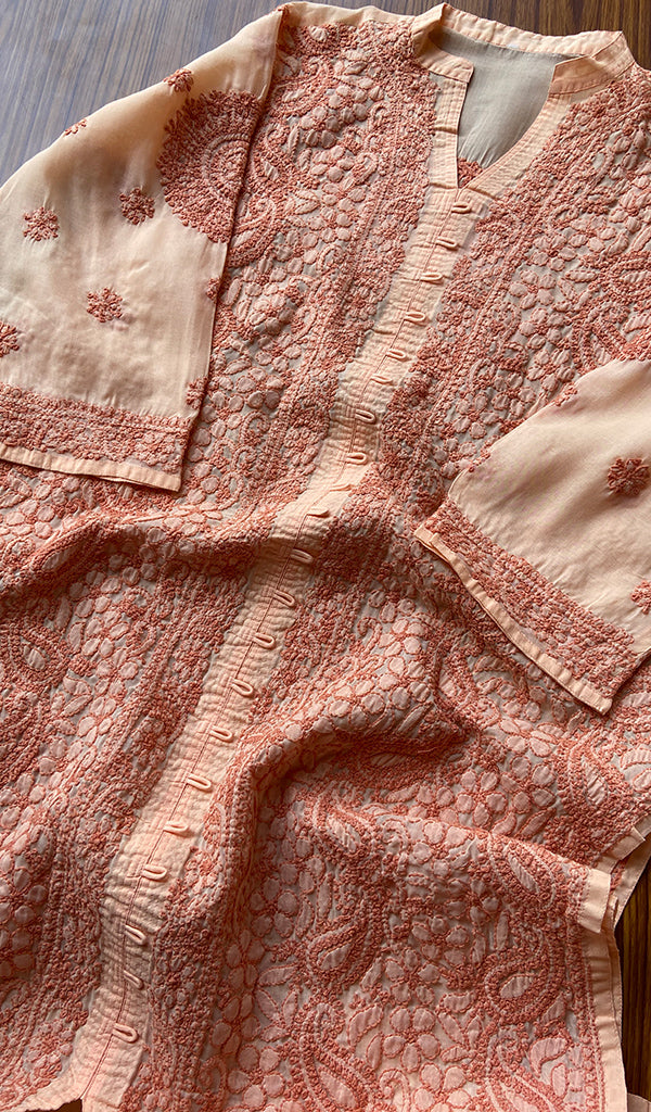 Women's Lakhnavi Handcrafted Cotton Chikankari Kurti - HONC058524