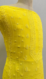 将图像加载到图库查看器中, Lucknowi Handcrafted Viscose Georgette Chikankari Unstitched Men's Kurta Fabric - HONC0228238
