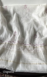 Load image into Gallery viewer, Women's Lakhnavi Handcrafted Unstitched Mul Chanderi Kurta And Dupatta Set - HONC0319478