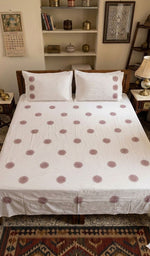 Load image into Gallery viewer, Lakhnavi Handcrafted Cotton Chikankari Bedsheet Set - HONC0373292