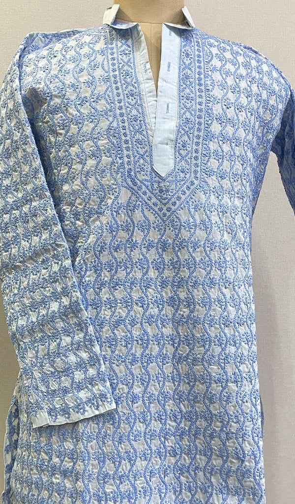 Men's Lucknowi Handcrafted Cotton Chikankari Kurta - HONC0303105