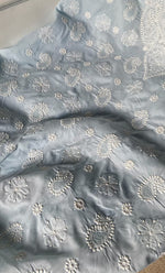 将图像加载到图库查看器中, Women's Lakhnavi Handcrafted Cotton Chikankari Unstitched Kurti Fabric - HONC0318477