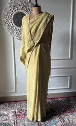 Load image into Gallery viewer, Women's Lakhnavi Handcrafted Pure Silk Georgette Chikankari Saree - HONC0307217