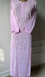 将图像加载到图库查看器中, Women's Lakhnavi Handcrafted Viscose Georgette Chikankari Kurti - HONC0204840