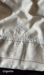 Load image into Gallery viewer, Women's Lakhnavi Handcrafted Munga Silk Chikankari Kurta And Dupatta Set- HONC0256126