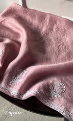 Load image into Gallery viewer, Rose Women's Lakhnavi Handcrafted Pure Organza Chikankari Unstitched Kurta And Dupatta Set- HONC0292518