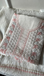 Load image into Gallery viewer, Junoon Women's Lakhnavi Handcrafted Mul Chanderi Unstitched Kurta And Dupatta Set - HONC0266445