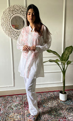 Load image into Gallery viewer, Women's Lakhnavi Handcrafted Mul Chanderi Chikankari Top - HONC0312906