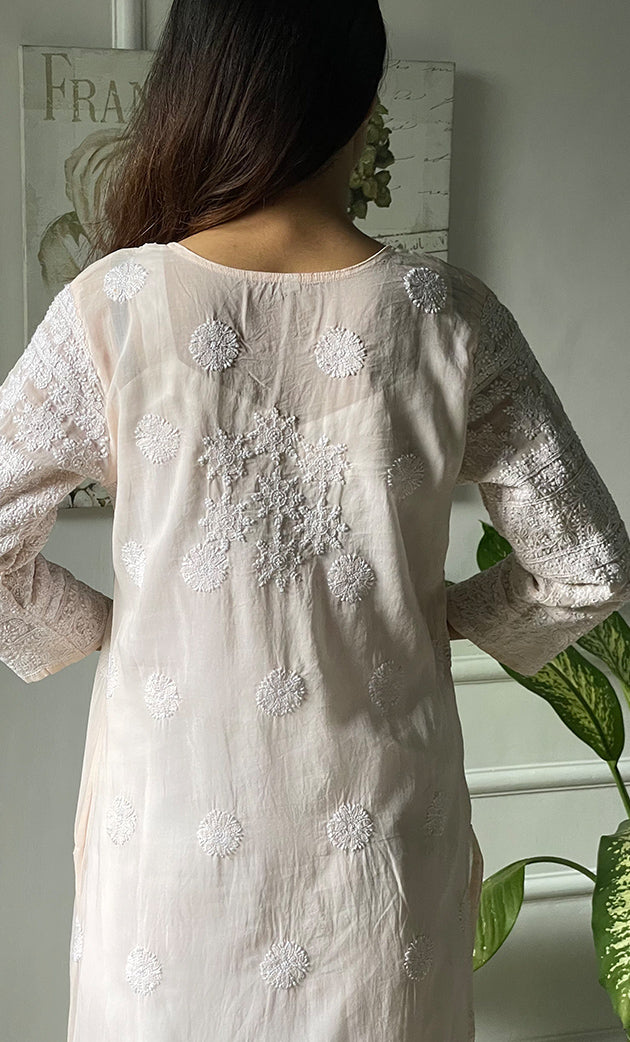 Women's Lucknowi Handcrafted Cotton Chikankari Long Kurti - HONC0303588