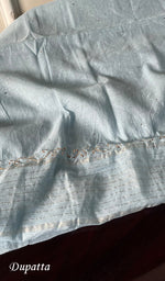 Load image into Gallery viewer, Women's Lakhnavi Handcrafted Mul Chanderi Chikankari Semi - Stitched Kurta Dupatta Set - HONC0249290