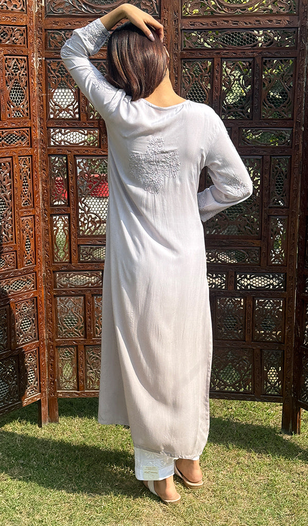 Heer Women's Lucknowi Handcrafted Modal Cotton Chikankari Kurti - HONC0236995