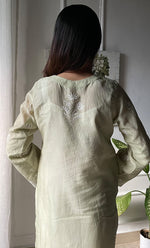 Load image into Gallery viewer, Amayra Women's Lucknowi Handcrafted Maheshwari Mul Chanderi Chikankari Kurti - HONC0300060